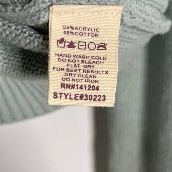 Hem & Thread S Seafoam Green Crew Neck Knit Sweater Cotton Blend Textured Stitch - Picture 6 of 7